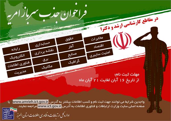دومین فراخوان جذب امریه سربازی وزارت ارتباطات در سال 1401
